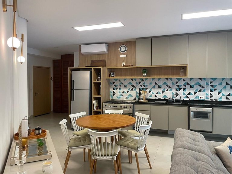 Apartamento com churrasqueira e jardim no DNA105